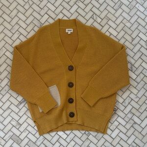 Oeuf Kids 6-7 Mustard V-Neck Button Cardigan Sweater 100% baby alpaca